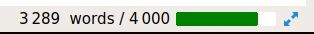 a partially filled progress bar, with the text 3289 words / 4000