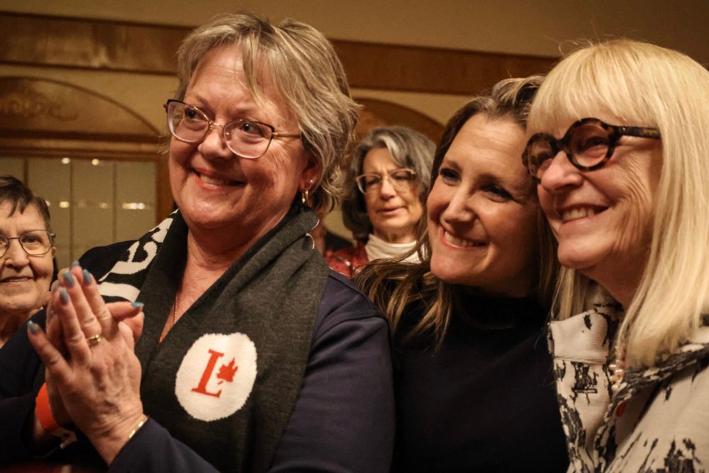 Chrystia Freeland meeting people in Edmonton, Alberta.