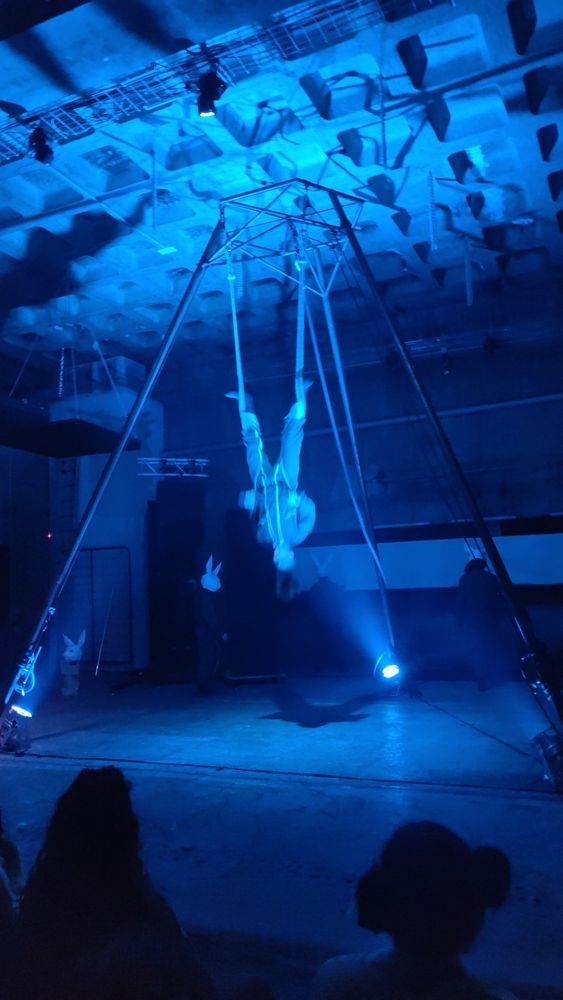 Previously rabbit masked person hanging upside down