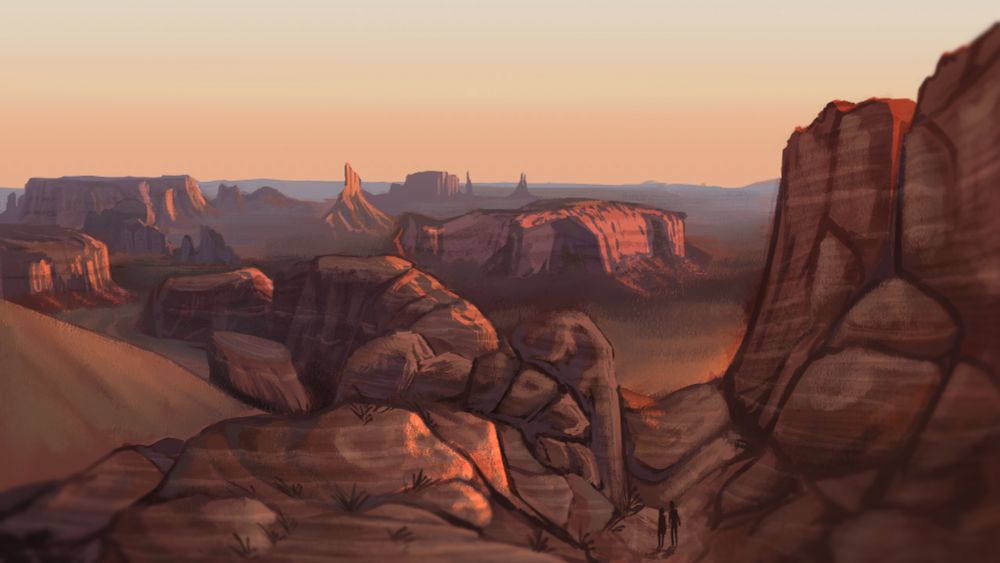 Digital painting of a desert.