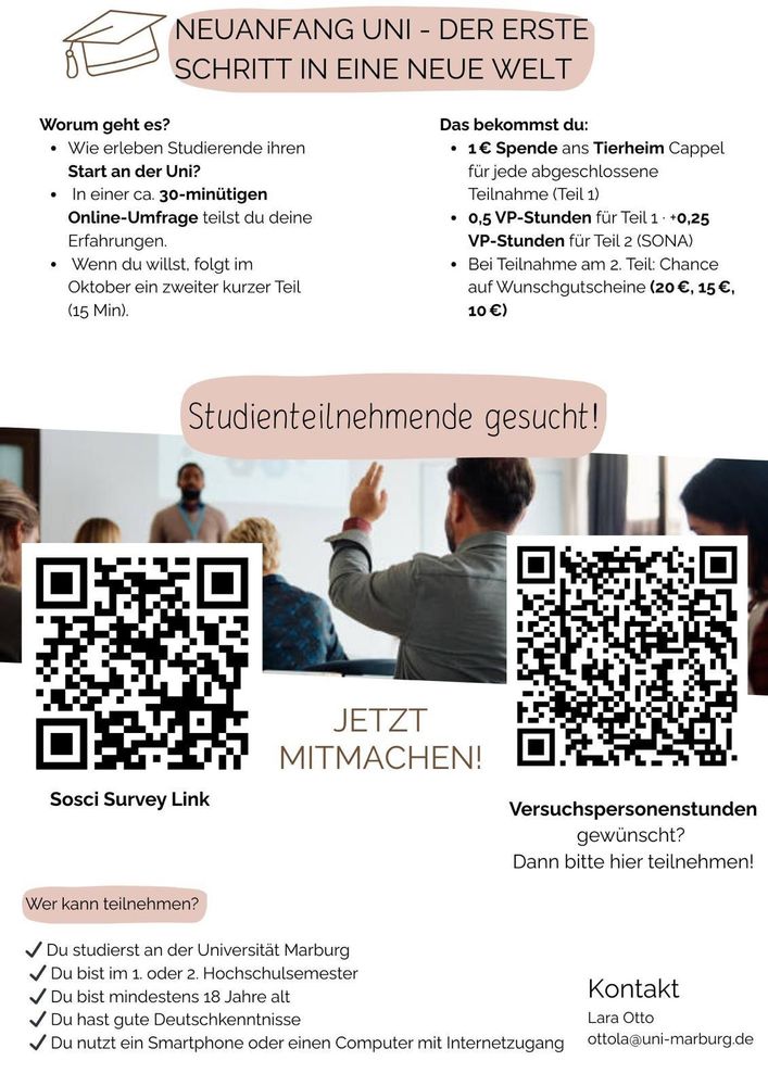 Questionnaire for students in first or second semester.