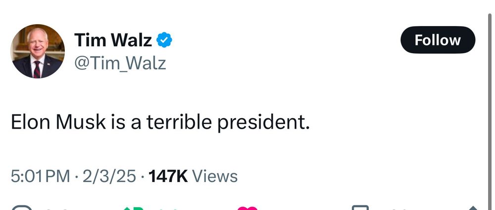 Tim Waltz tweet pic saying Elmo is a terrible president
