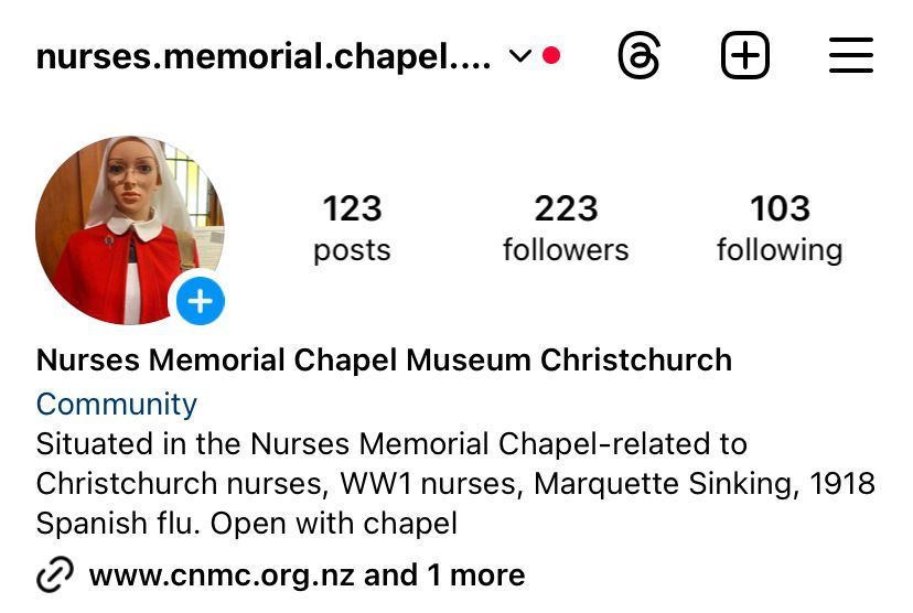 Instagram page nurses memorial chapel