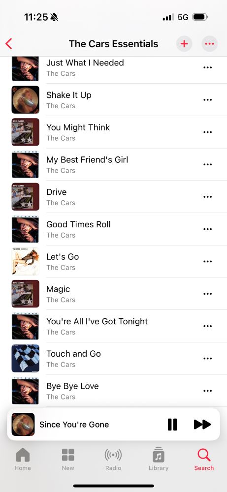 Apple The Cars Essential playlist with one chart topping hum along absolute banger after another.