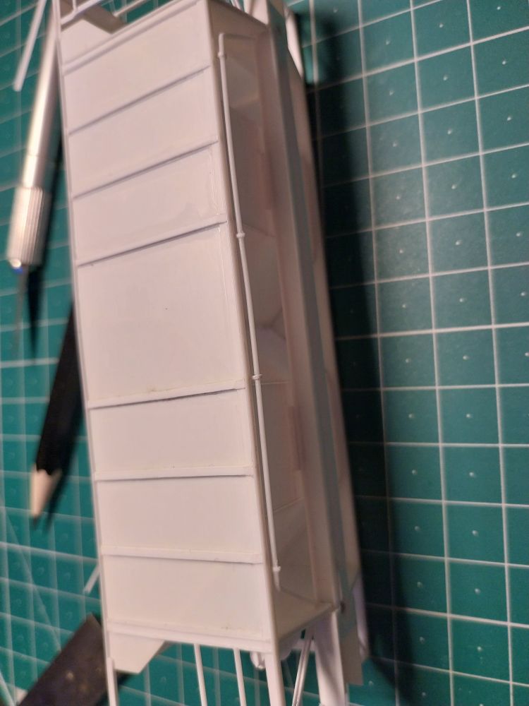 Styrene airline fitted in place on the underside of the hopper.
