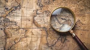 Map with magnifying glass