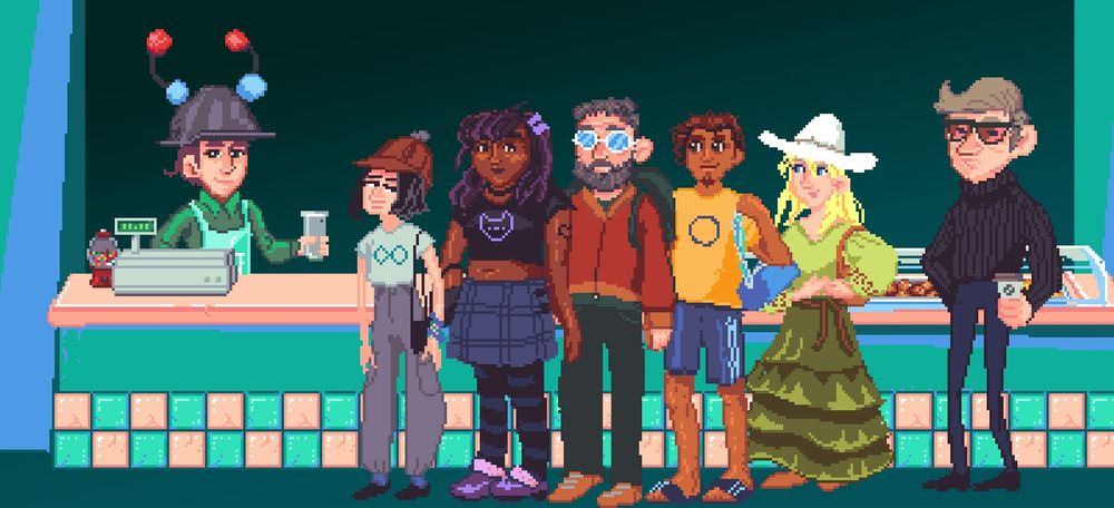 A bunch of strange folks in line for boba. 