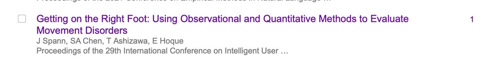 Google scholar link with the title of the paper and a "1" indicating another paper has cited it