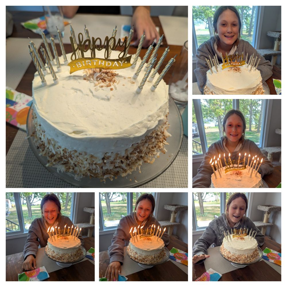 A birthday cake with 16 candles and a 16 yo girl 