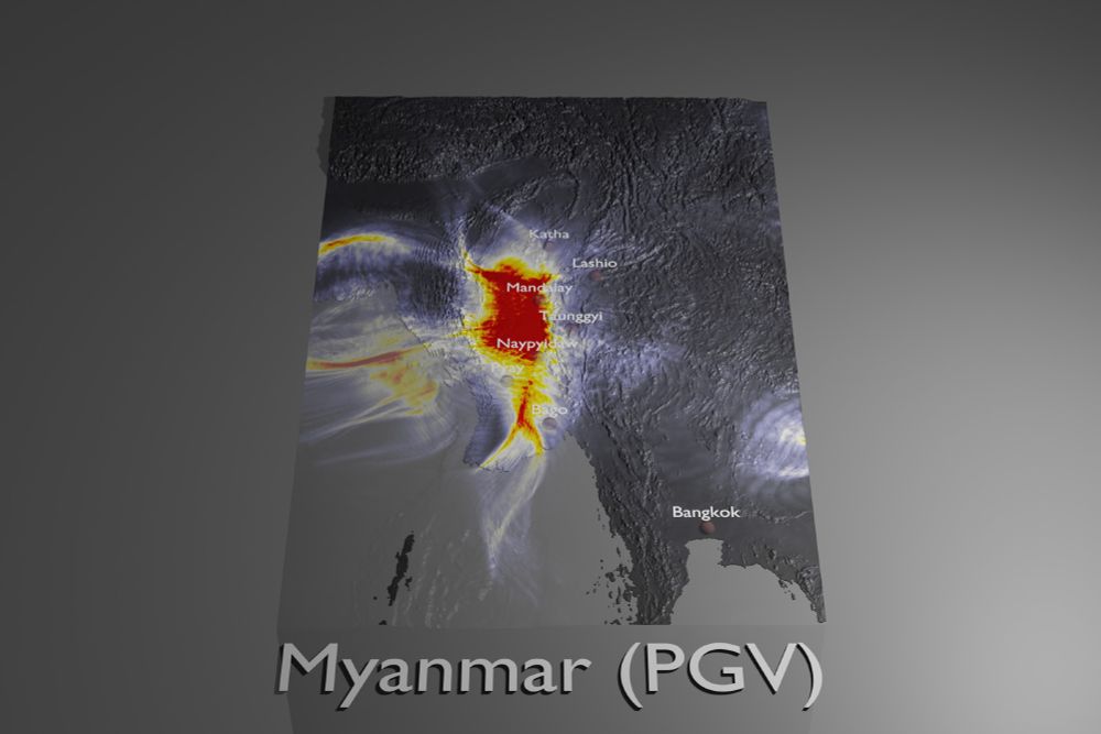 PGV shakemap for the Myanmar Mw7.7 earthquake using the updated version of the USGS finite-fault solution