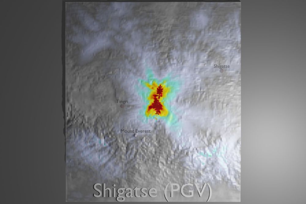 Peak-Ground Velocity (PGV) shakemap for the Shigatse Mw 7.1 earthquake.
