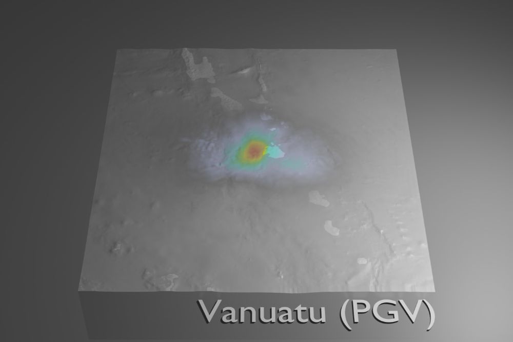 Peak Ground Velocity (PGV) shakemap for the Vanuatu Mw 7.3 earthquake