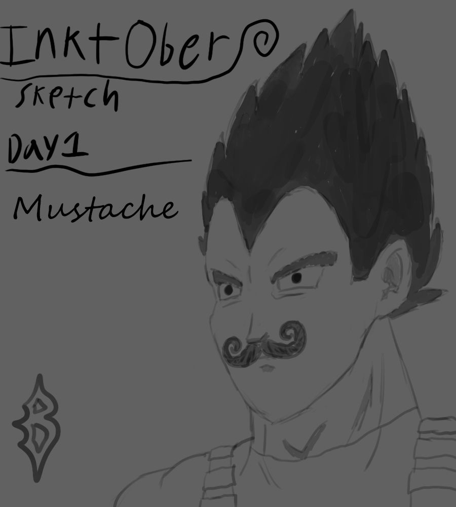 As soon as I read the theme, I could hear the mustache song from Dragon Ball Z Abridged getting louder and louder in my head... so it was pretty easy to pick what to draw from there.