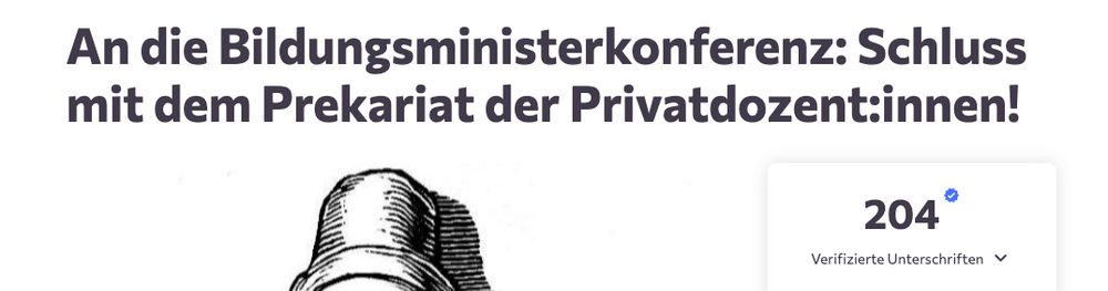 Screenshot Kampagnenseite mit Überschrift des Offenen Briefs und der Zahl 204. 