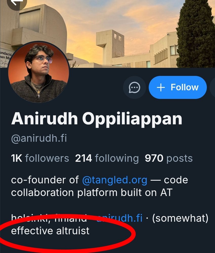 Defense of some of the crazy things going on and deliberate 'misunderstanding/misstating' of the issue at hand, (the Bluesky dev/CEO/moderation behaviours and stuff at the beginning of October 2025), "bro got mad at waffles", by co-founder of tangled.org Opiliappan, and I noticed they loudly declare themself an effective altruist on bio

There are ongoing things about the effective altruist, AI, tech, AI safety etc space, which deserve attention and likely tie into many things currently happening

My media tab has a lot 9f relevant stuff on this

My media tab has a lot of relevant stuff on this.

