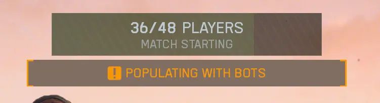 a screenshot from bf6 showing 'match starting' 'populating with bots'