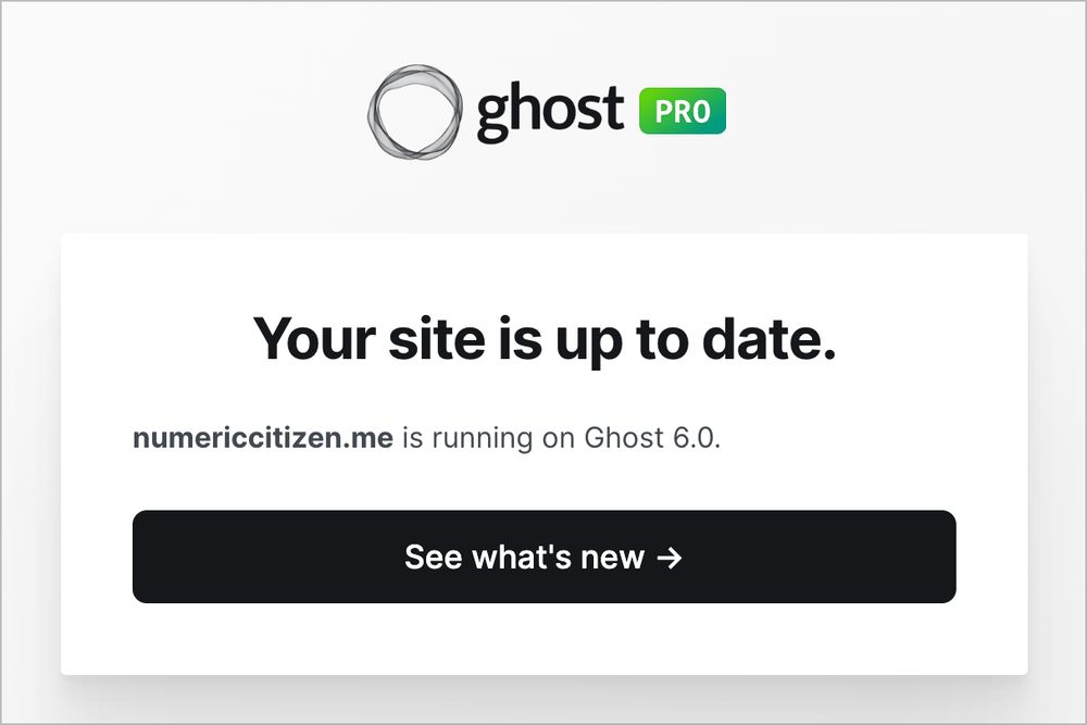 Ghost 6.0 upgrade confirmation. 