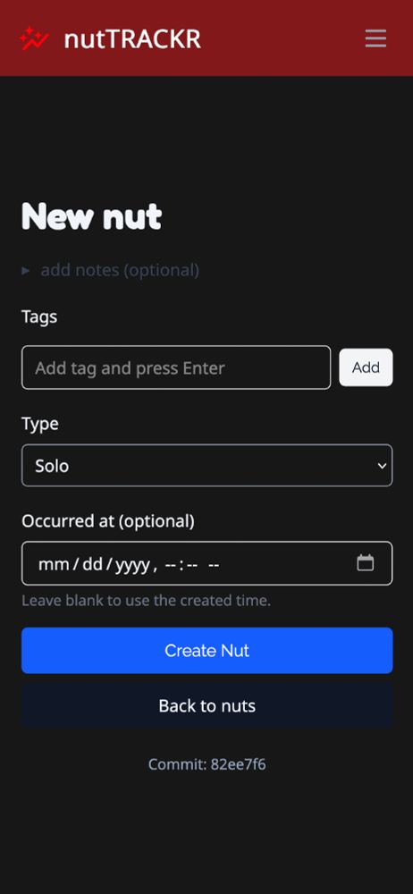 page showing adding a new instance of cumming to the app