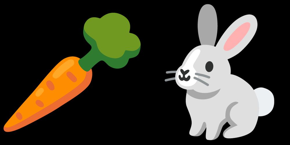 carrot and bunny emojis. emoji design is from the noto color emoji font