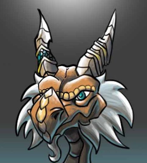 Headshot of a dragon character