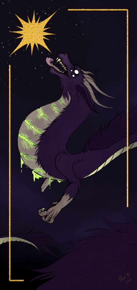 A digital drawing of an asian / oriental purple dragon