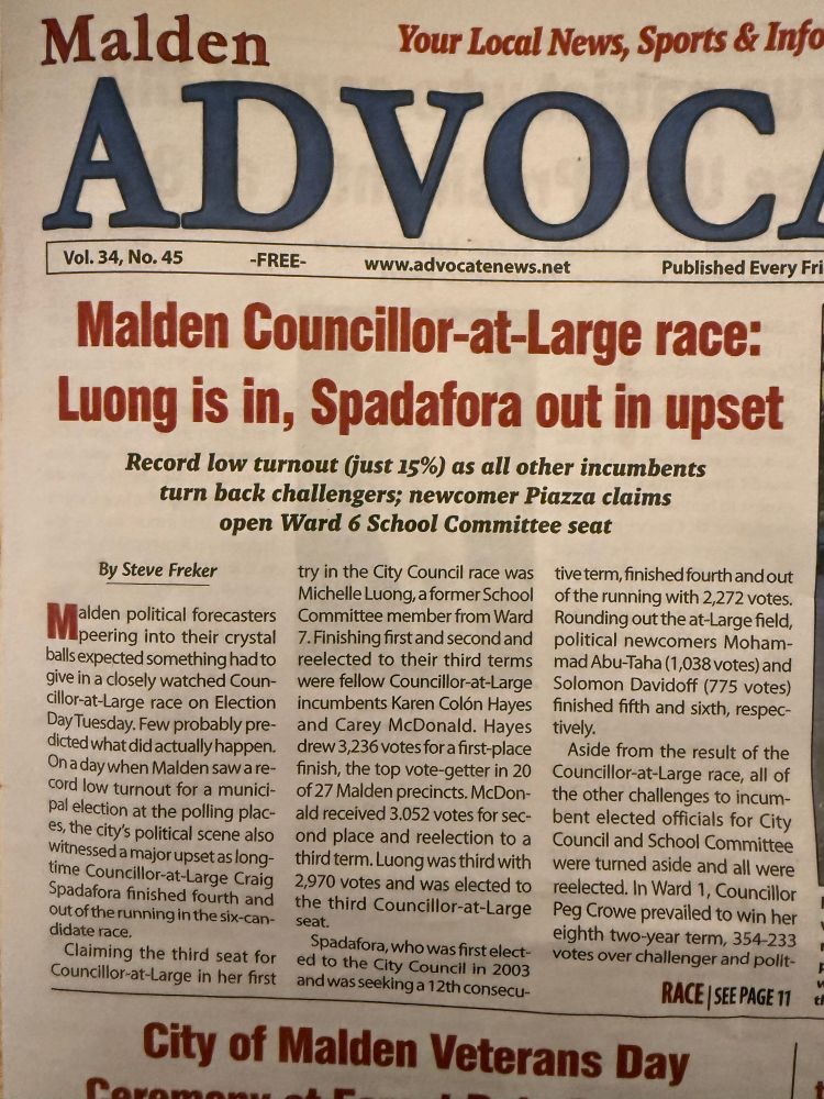 picture the front page of the malden advocate newspaper