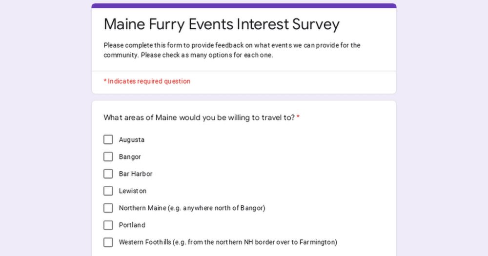 Maine Furry Events Interest Survey