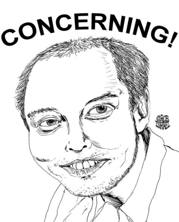 Badly drawn Elon Musk with his trademark 'concerning' low-effort comment