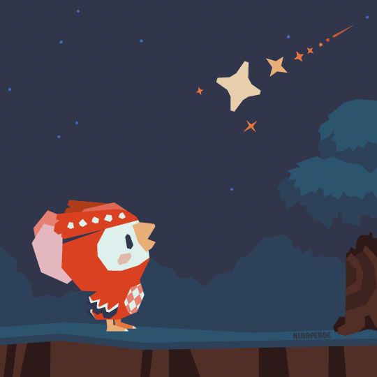 A drawing of Celeste from Animal Crossing. She's looking up at a shooting star in the night sky.