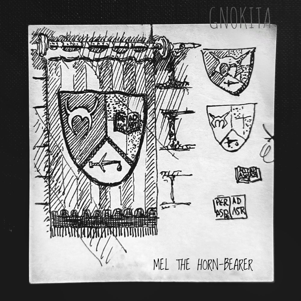 Tapestry bearing the Coat-of-Arms of the Mellic Book, the successors to vigil of the Horn-Bearer.