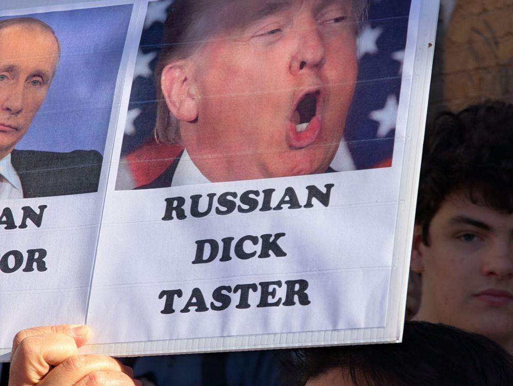 Photo of Trump with the words Russian Dick Taster