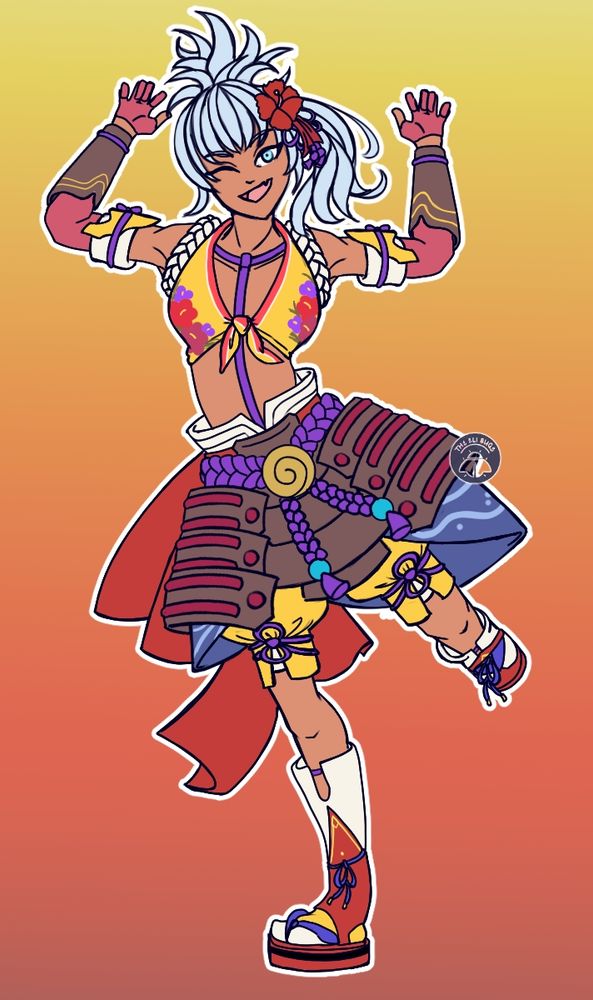 Matsuri from Rune Factory Guardians of Azuma doing a cute pose; commission work