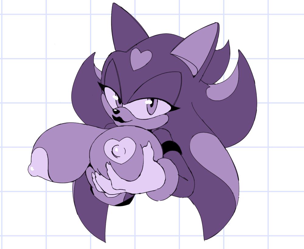 Norna (Sonic OC owned by Keith Strongshadow) drawn in a bust sketch. She is lifting and squeezing her left breast as she looks seductively at the viewer.