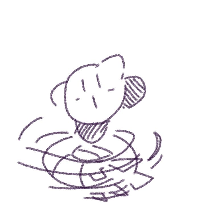 Kirby atop a spinning Wheelie Bike