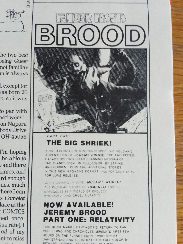 Ad for Richard Corben's BROOD part 2: The Big Shriek. 