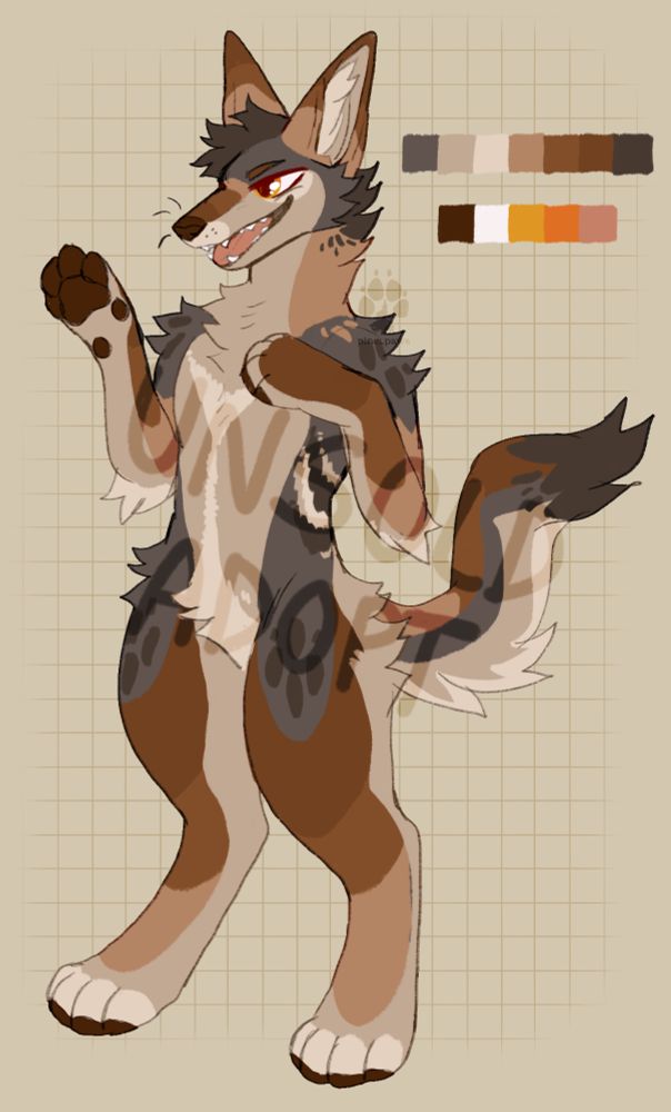 a warm tone coyote on an spckid base