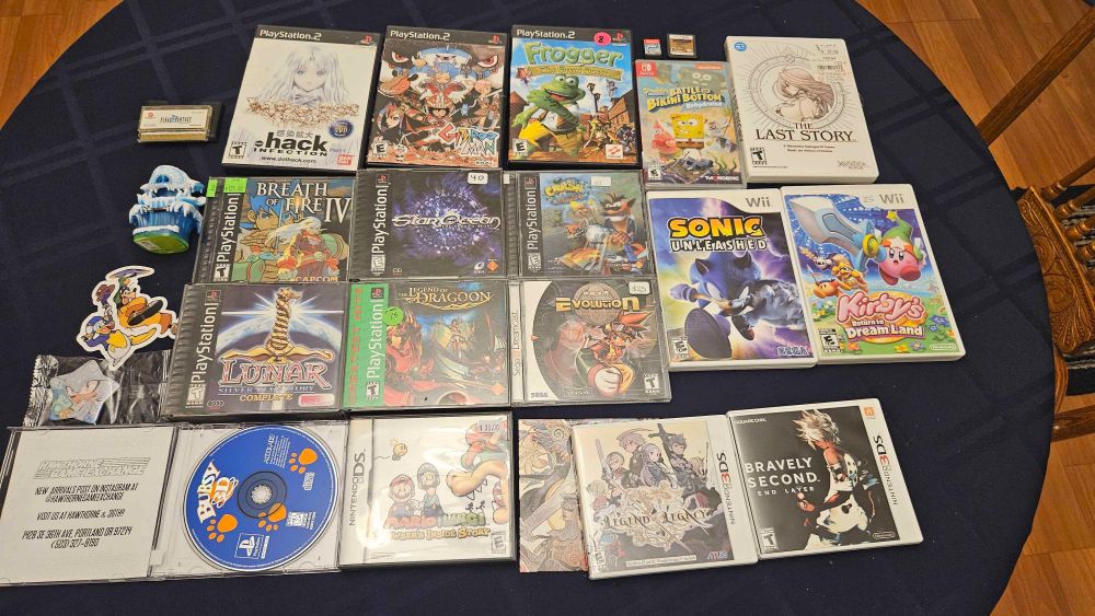 A large pile of games. Typing out the list would take more energy than I have right now so anyone who wants a list, pester me later about it and I'll post one. 