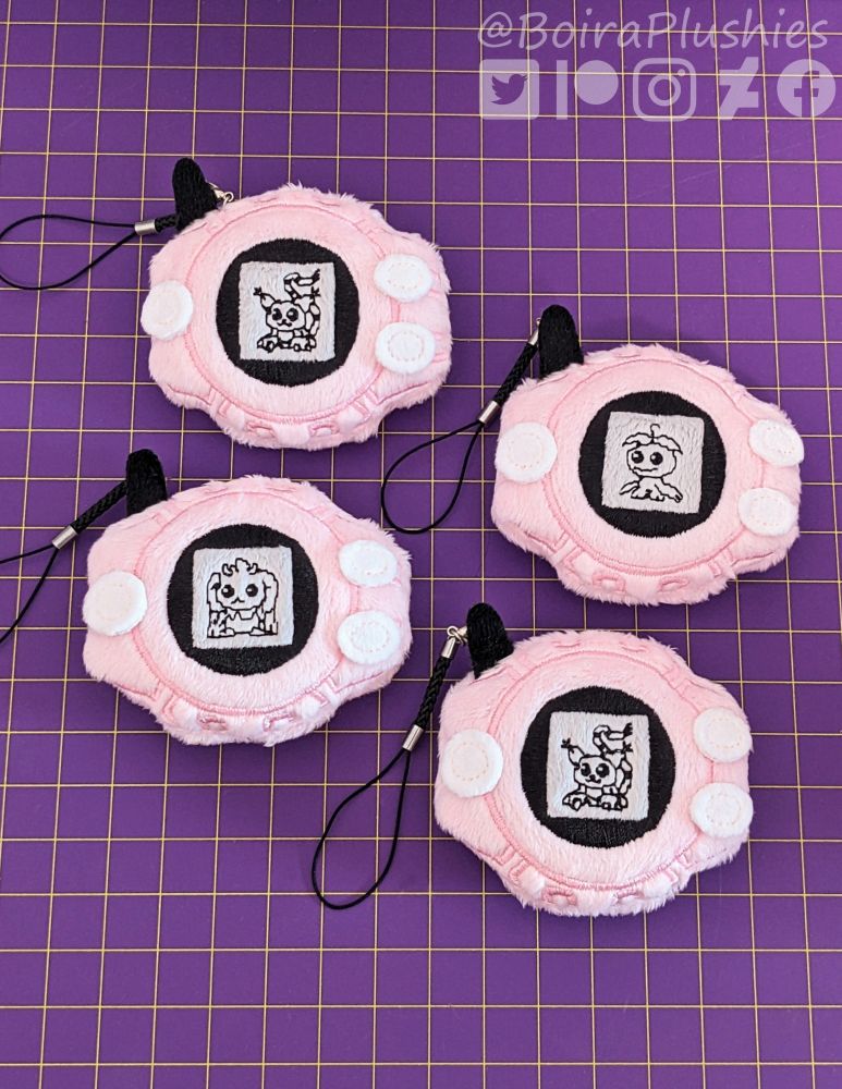 Handmade Lopmon, Tailmon and Palmon Digivice plush keychains