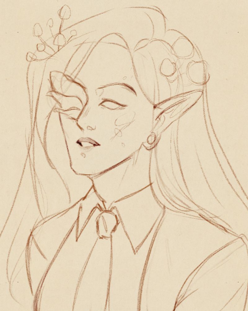 A sketch of a fantasy character portrait