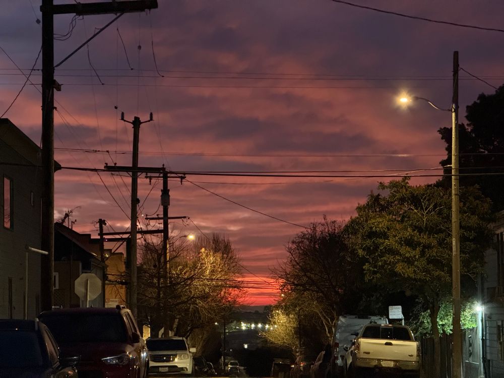 Orange clouds in pre sunrise sky