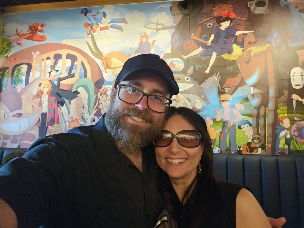 Dina and Ian at the Sushi Monster restaurant -- Studio Ghibli themed 