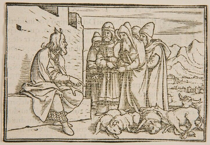 Pubished first in Lyons by the Trehsels, 1538. Other editions followed. Total noumber of cuts 91 but not all were included in early editions. (Written on mat)

Harvard Art Museums/Fogg Museum, Gift of Paul J. Sachs