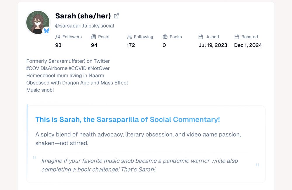 This is Sarah, the Sarsaparilla of Social Commentary!