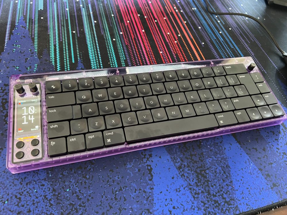 Work louder nomad E keyboard in atomic purple