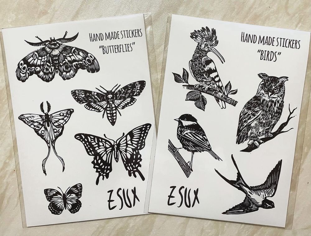 Hand made stickers! “Butterflies” and “Birds” stickers are available! 

#sticker #stickers #bluesky