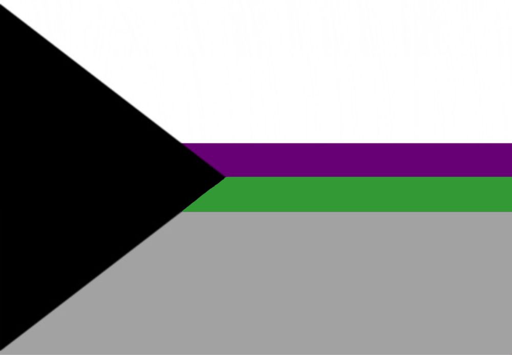 One of a number of proposed pride flags for demisexual+demiromantic people (demian, or demi^2, or demiaroace)