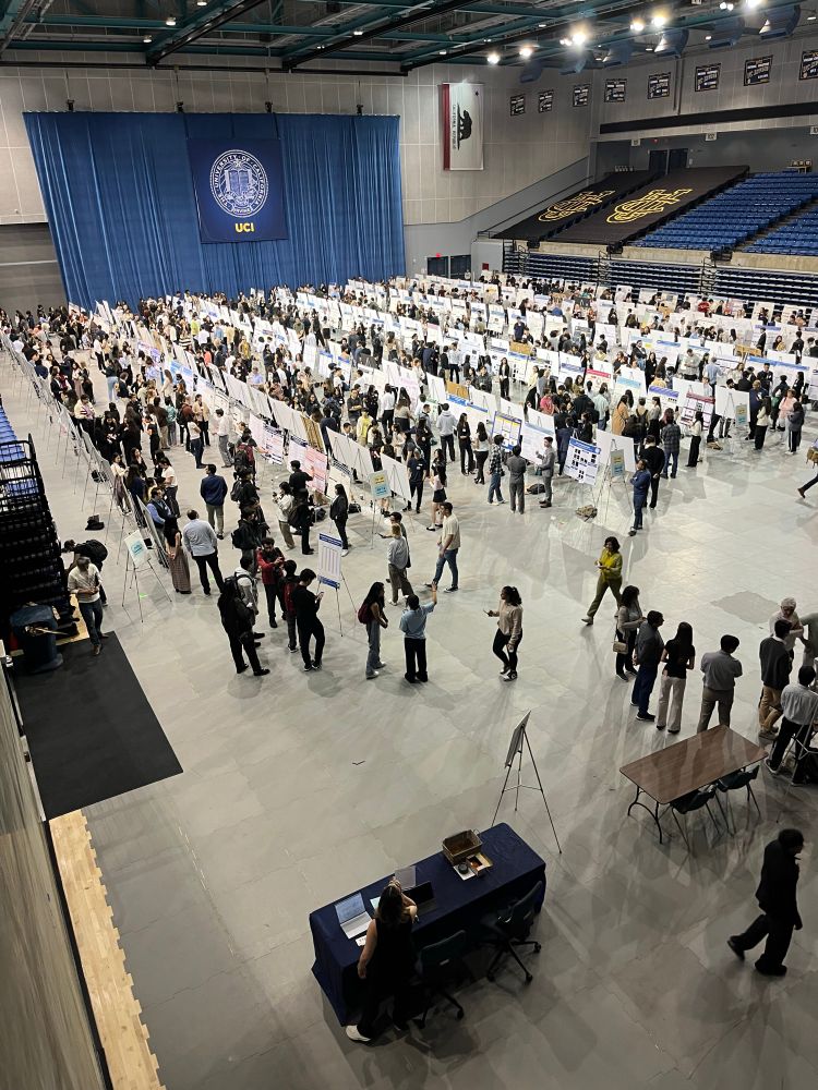One of three sets of poster presenters at the UC Irvine Bren center