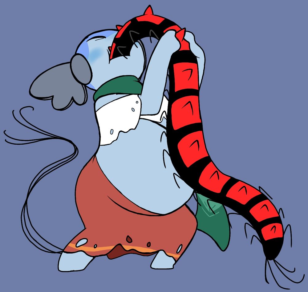 'Bitter Loss' Zealous Momentum continuously swallowing a live red centipede as her tummy progressively gets bigger from eating it.