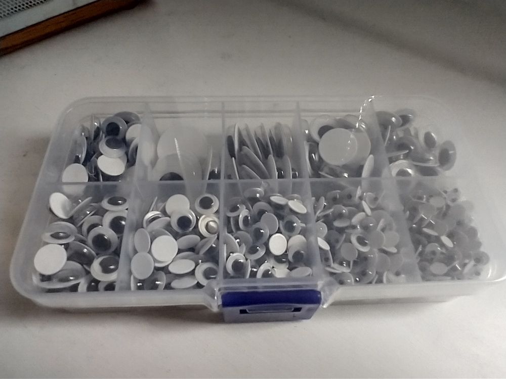Case containing 648 spare googly eyes- assorted sizes.