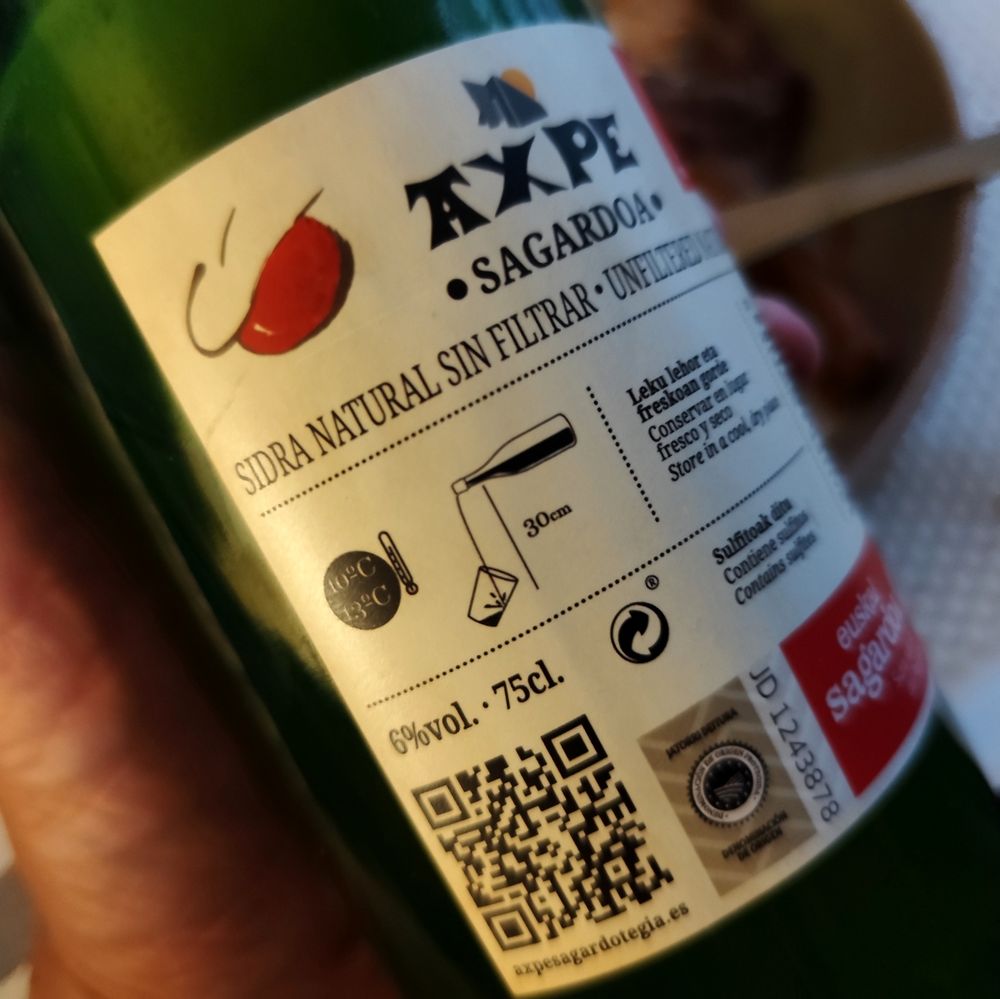 Bottle label - rear left.